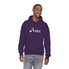 Heavy Blendβ’ Hooded Sweatshirt "Peace" white font