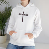 Heavy Blend Hoodie Sweatshirt "Jesus Cross" brown graphic