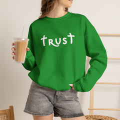 Heavy Blend Crewneck Sweatshirt "Trust" white graphic
