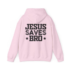 Heavy Blend Hoodie Sweatshirt "Jesus Saves Bro" black graphic