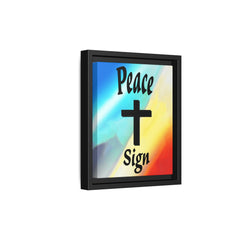 Peace Cross Sign Rainbow Background Matte Canvas Framed | Religious Wall Art