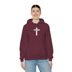 Heavy Blend Hoodie Sweatshirt "Believe" white graphic