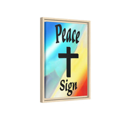 Peace Cross Sign Rainbow Background Matte Canvas Framed | Religious Wall Art