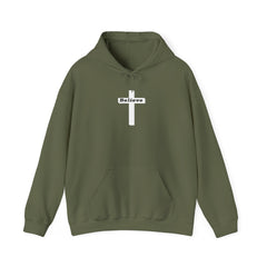 Heavy Blend Hoodie Sweatshirt "Believe" white graphic