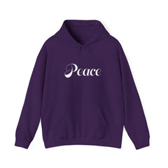 Heavy Blendβ’ Hooded Sweatshirt "Peace" white font