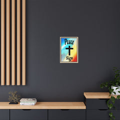 Peace Cross Sign Rainbow Background Matte Canvas Framed | Religious Wall Art
