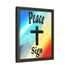 Peace Cross Sign Rainbow Background Matte Canvas Framed | Religious Wall Art