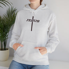 Heavy Blend Hoodie Sweatshirt "Jesus Cross" brown graphic