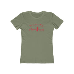 Christmas Cross Next Level Tee for Women, Festive Holiday Tshirt, Christian Merry Xmas Shirt