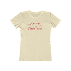 Christmas Cross Next Level Tee for Women, Festive Holiday Tshirt, Christian Merry Xmas Shirt