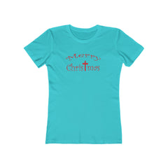 Christmas Cross Next Level Tee for Women, Festive Holiday Tshirt, Christian Merry Xmas Shirt