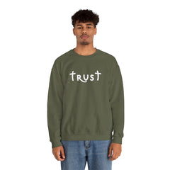 Heavy Blend Crewneck Sweatshirt "Trust" white graphic