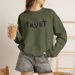 Heavy Blend Crewneck Sweatshirt "Trust" black graphic
