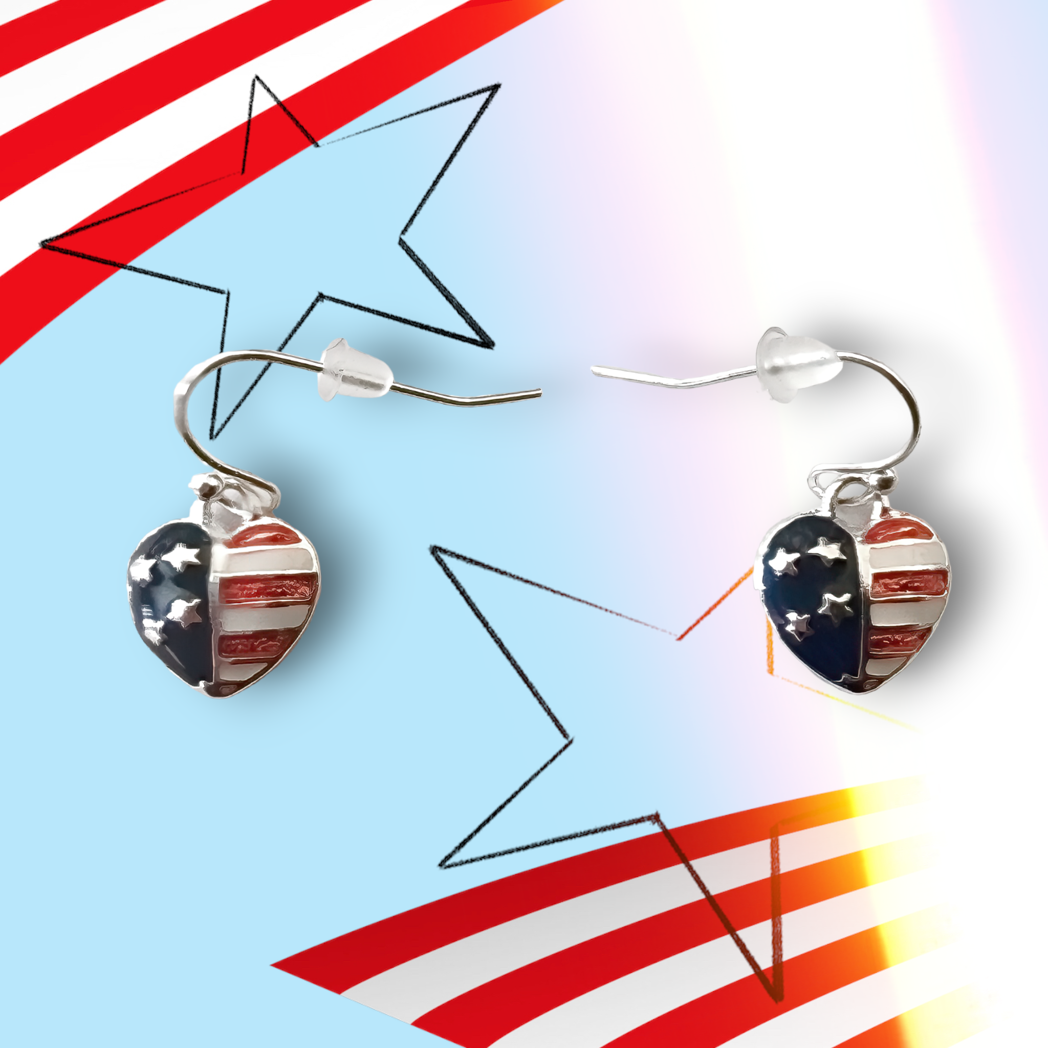 Flag Heart Earrings