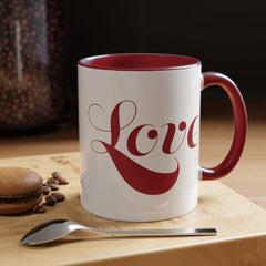 Love Script Mug | Accent Coffee Mug, Red Interior & Handle