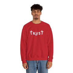 Heavy Blend Crewneck Sweatshirt "Trust" white graphic