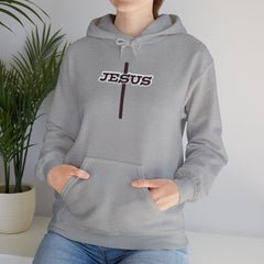 Heavy Blend Hoodie Sweatshirt "Jesus Cross" brown graphic