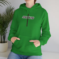 Heavy Blend Hoodie Sweatshirt "Jesus Cross" brown graphic