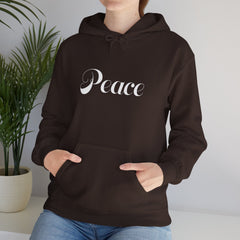 Heavy Blendβ’ Hooded Sweatshirt "Peace" white font