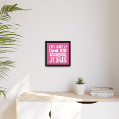 I'm Just A Cool Kid Framed Canvas Wall Art Inspirational Christian Decor Pink Theme