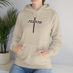 Heavy Blend Hoodie Sweatshirt "Jesus Cross" brown graphic