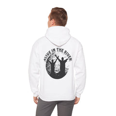 Heavy Blend Hooded Sweatshirt "Alive in the River" Printed on Back Black Font