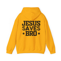 Heavy Blend Hoodie Sweatshirt "Jesus Saves Bro" black graphic