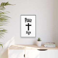 Peace Cross Sign Matte Canvas Framed | Religious Wall Art