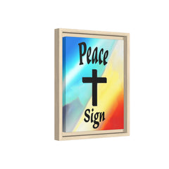 Peace Cross Sign Rainbow Background Matte Canvas Framed | Religious Wall Art