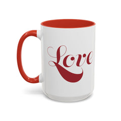 Love Script Mug | Accent Coffee Mug, Red Interior & Handle