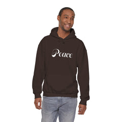 Heavy Blendβ’ Hooded Sweatshirt "Peace" white font