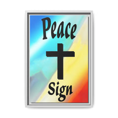 Peace Cross Sign Rainbow Background Matte Canvas Framed | Religious Wall Art