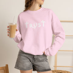 Heavy Blend Crewneck Sweatshirt "Trust" white graphic