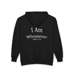 Christian Zip Hoodie — "I Am Whosoever" John 3:16 Full-Zip Sweatshirt