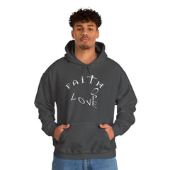 Heavy Blend Hooded Sweatshirt "Faith Hope Love" white font