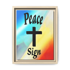 Peace Cross Sign Rainbow Background Matte Canvas Framed | Religious Wall Art