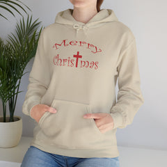 Heavy Blend Hooded Sweatshirt "Merry Christmas" font 1
