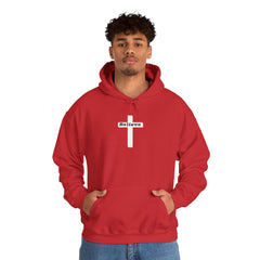 Heavy Blend Hoodie Sweatshirt "Believe" white graphic