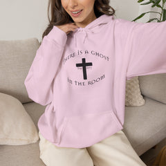 Heavy Blend Hooded Sweatshirt "The Ghost is in the Room" Black graphic