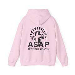Heavy Blend Hooded Sweatshirt "ASAP" Printed on Back Black font