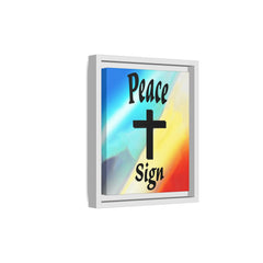 Peace Cross Sign Rainbow Background Matte Canvas Framed | Religious Wall Art
