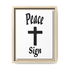 Peace Cross Sign Matte Canvas Framed | Religious Wall Art