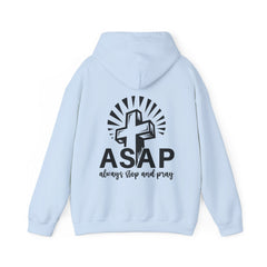 Heavy Blend Hooded Sweatshirt "ASAP" Printed on Back Black font