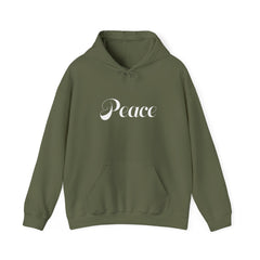 Heavy Blendβ’ Hooded Sweatshirt "Peace" white font