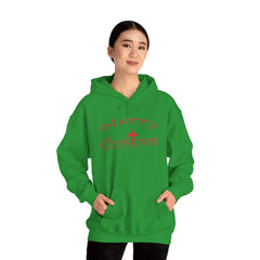 Heavy Blend Hooded Sweatshirt "Merry Christmas" font 1