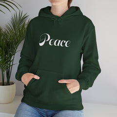 Heavy Blendβ’ Hooded Sweatshirt "Peace" white font