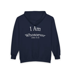 Christian Zip Hoodie — "I Am Whosoever" John 3:16 Full-Zip Sweatshirt