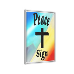 Peace Cross Sign Rainbow Background Matte Canvas Framed | Religious Wall Art