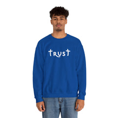 Heavy Blend Crewneck Sweatshirt "Trust" white graphic
