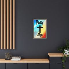 Peace Cross Sign Rainbow Background Matte Canvas Framed | Religious Wall Art